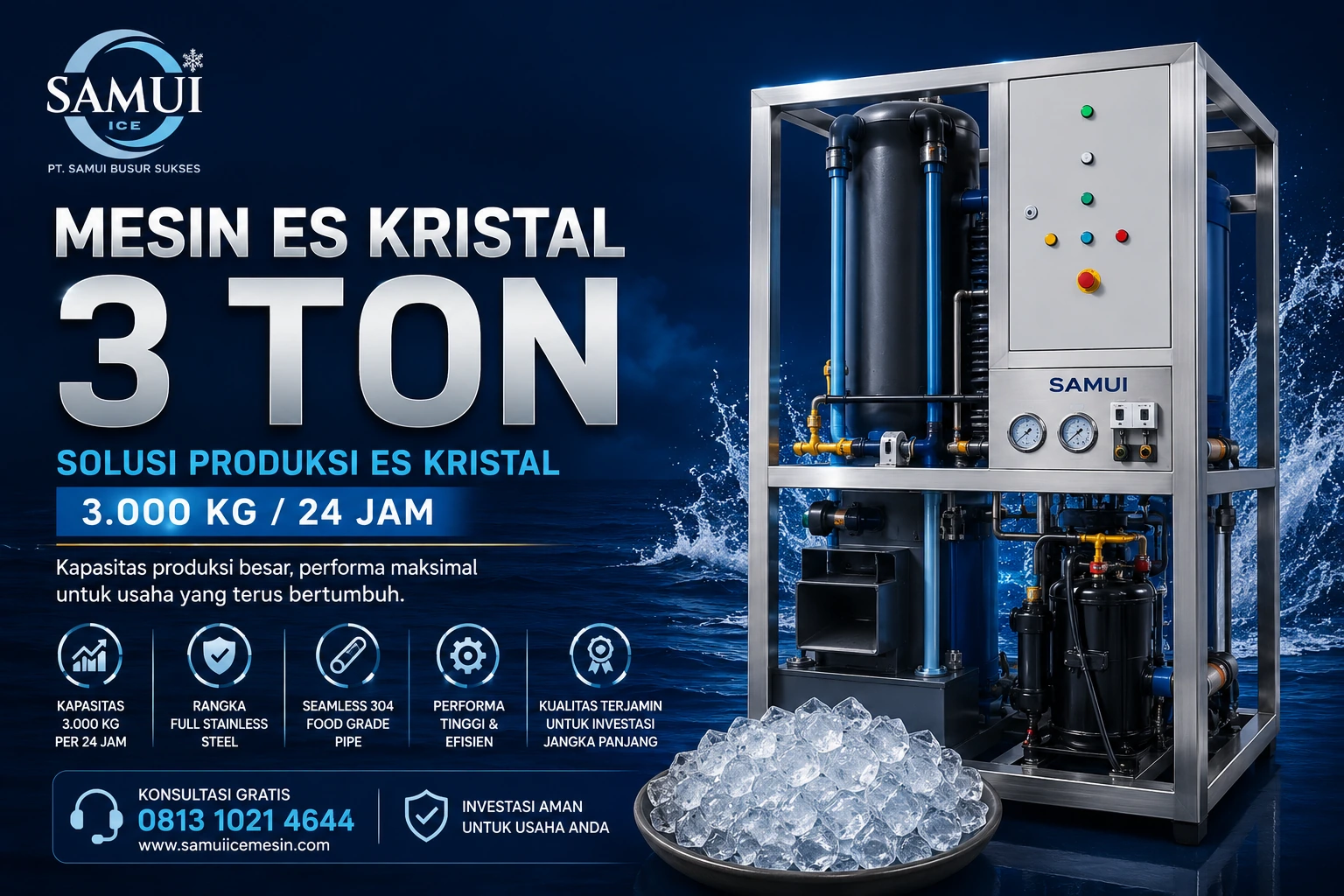Mesin Es Kristal 3 Ton: Kapasitas Produksi untuk Pengembangan Usaha | SAMUI Ice - SAMUI Ice Mesin